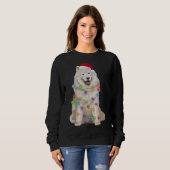 サモイドクリスマスライトクリスマスドッグラバーサンタハット スウェットシャツ (正面フル)