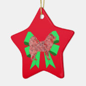 サモイドグシルエットグリーンボウクリスマス セラミックオーナメント (左)