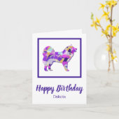 サモイドグシルエット可愛いパープルPY&B カード (黄色い花)