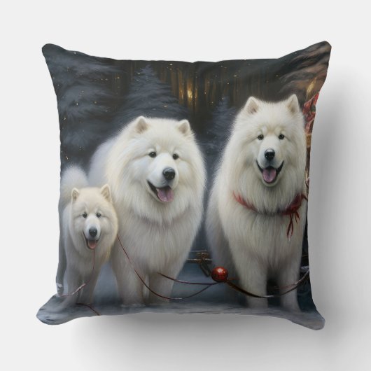 サモイドスノーイスレクリスマスデコール クッション (正面)