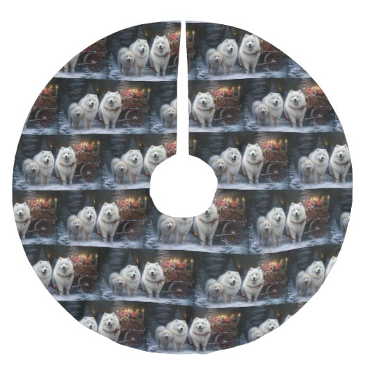 サモイドスノーイスレクリスマスデコール ブラッシュドポリエステルツリースカート (正面)