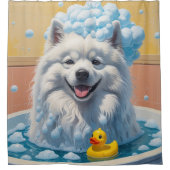 サモイドスロッピースリーピーカワイイおもしろいー シャワーカーテン (正面)