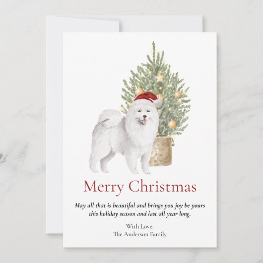 サモイドッグとクリスマスツリーペット シーズンカード (正面)