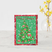 サモイドッグクリスマスツリー弓かわいい休日 カード (黄色い花)