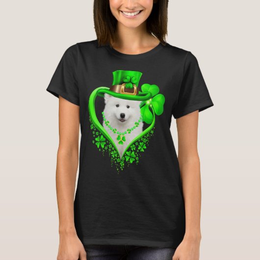 サモイドッグSt patricks day恋人アイリッシュシャムロック Tシャツ (正面)