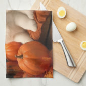 サモイドパピー秋デライトカボチャ キッチンタオル (四つ折り)