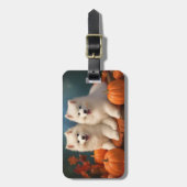 サモイドパピー秋デライトカボチャ ラゲッジタグ (正面縦)