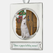 サモイドパーソナライズされたクリスマス シルバープレートバナーオーナメント (左)