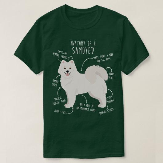 サモイド犬の解剖学 Tシャツ (デザイン正面)