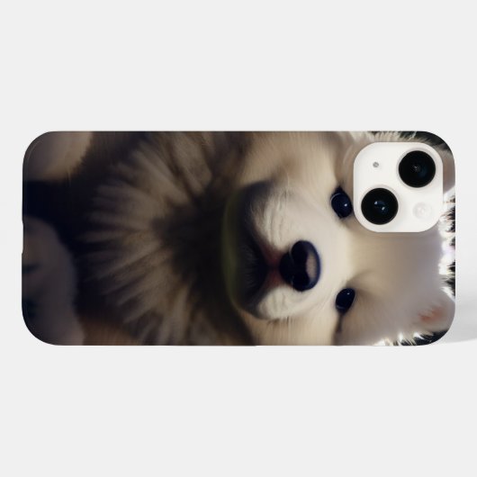 サモイハスキーの子犬ふわふわのかわいい可愛いドッグアート Case-Mate iPhoneケース (裏面 (横))