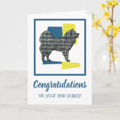 サモイ子犬おめでとうグリーティングカード カード (黄色い花)