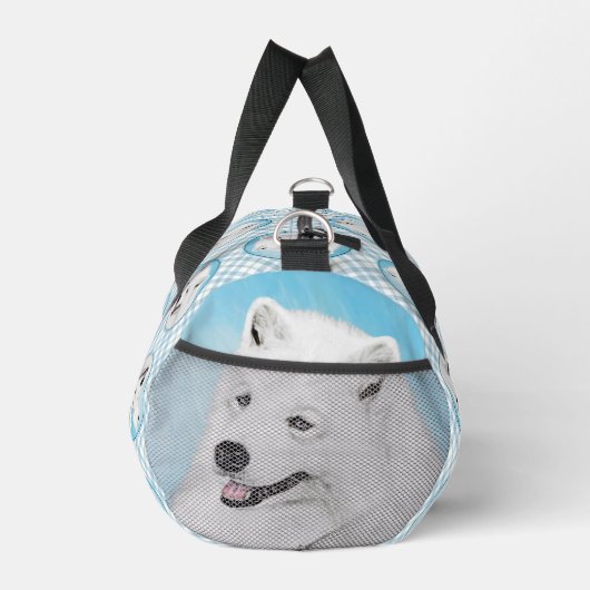 サモイ絵を描ズ白かわいいオリジナルペットドッグアート ダッフルバッグ (右)