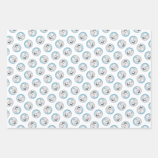 サモイ絵を描ズ白かわいいオリジナルペットドッグアート ラッピングペーパーシート (正面2)