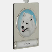 サモイ絵画ズ – かわいいオリジナルドッグアートシルバーpl シルバープレートバナーオーナメント (右)