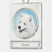サモイ絵画ズ – かわいいオリジナルドッグアートシルバーpl シルバープレートバナーオーナメント (左)