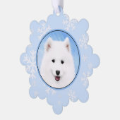 サモイ絵画ド子犬の写真 – かわいいオリジナルドッグアート オーナメントカード (左)