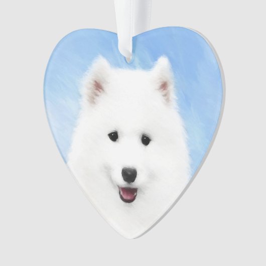 サモイ絵画ド子犬の写真 – かわいいオリジナルドッグアート オーナメント (正面)