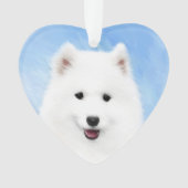 サモイ絵画ド子犬の写真 – かわいいオリジナルドッグアート オーナメント (正面)