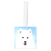 サモイ絵画ド子犬の写真 – かわいいオリジナルドッグアート キューブオーナメント (正面)