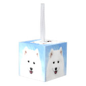 サモイ絵画ド子犬の写真 – かわいいオリジナルドッグアート キューブオーナメント (裏面アングル)