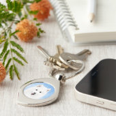 サモイ絵画ド子犬の写真 – かわいいオリジナルドッグアート キーホルダー (側面)