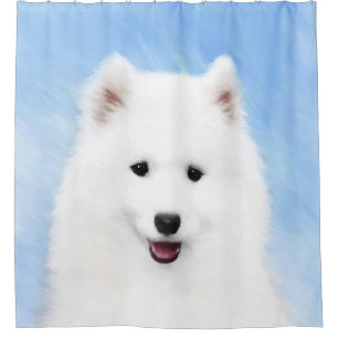 サモイ絵画ド子犬の写真 – かわいいオリジナルドッグアート シャワーカーテン