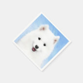 サモイ絵画ド子犬の写真 – かわいいオリジナルドッグアート スタンダードカクテルナプキン (角)
