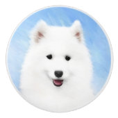 サモイ絵画ド子犬の写真 – かわいいオリジナルドッグアート セラミックノブ (正面)