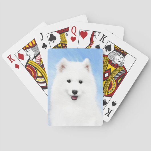 サモイ絵画ド子犬の写真 – かわいいオリジナルドッグアート トランプ (裏面)