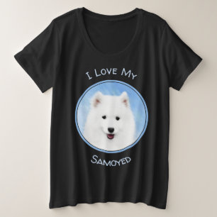 サモイ絵画ド子犬の写真 – かわいいオリジナルドッグアート プラスサイズTシャツ