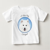 サモイ絵画ド子犬の写真 – かわいいオリジナルドッグアート ベビーTシャツ (正面)