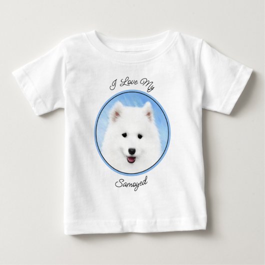 サモイ絵画ド子犬の写真 – かわいいオリジナルドッグアート ベビーTシャツ (正面)