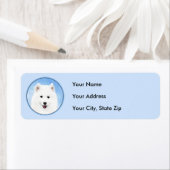 サモイ絵画ド子犬の写真 – かわいいオリジナルドッグアート ラベル (インサイチュ)