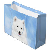 サモイ絵画ド子犬の写真 – かわいいオリジナルドッグアート ラージペーパーバッグ (正面アングル)