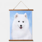 サモイ絵画ド子犬の写真 – かわいいオリジナルドッグアート 吊り下げ型タペストリー (正面)
