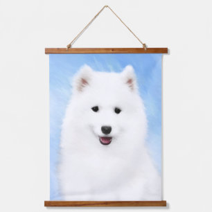 サモイ絵画ド子犬の写真 – かわいいオリジナルドッグアート 吊り下げ型タペストリー