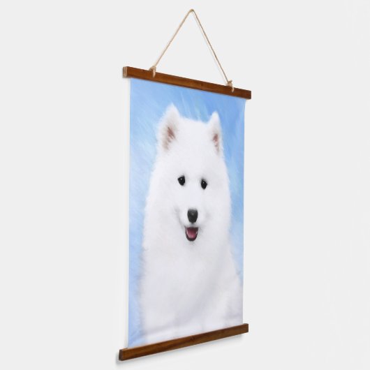サモイ絵画ド子犬の写真 – かわいいオリジナルドッグアート 吊り下げ型タペストリー (傾斜あり)