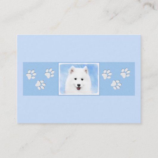 サモイ絵画ド子犬の写真 – かわいいオリジナルドッグアート 名刺 (裏面)