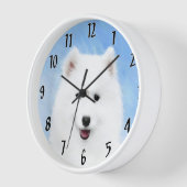 サモイ絵画ド子犬の写真 – かわいいオリジナルドッグアート 壁時計 (傾斜)