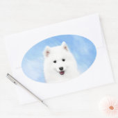 サモイ絵画ド子犬の写真 – かわいいオリジナルドッグアート 楕円形シール (封筒)