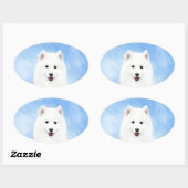 サモイ絵画ド子犬の写真 – かわいいオリジナルドッグアート 楕円形シール (シート)