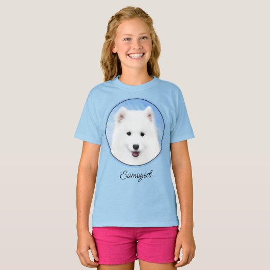 サモイ絵画ド子犬の写真 – かわいいオリジナルドッグアート Tシャツ (正面フル)