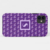 サモエイかわいい犬パープルシルエットモノグラム Case-Mate iPhoneケース (裏面(横))