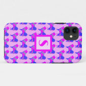 サモエイかわいい犬ピンク&ブルーシルエットモノグラム Case-Mate iPhoneケース (裏面(横))