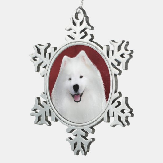 サモエイのテディ スノーフレークピューターオーナメント (右)