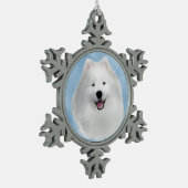 サモエイのテディ スノーフレークピューターオーナメント (左)