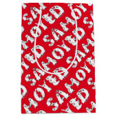 サモエイの犬文字で綴おもしろいる ミディアムペーパーバッグ (正面)