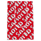 サモエイの犬文字で綴おもしろいる ミディアムペーパーバッグ (裏面)