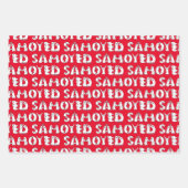 サモエイの犬文字で綴おもしろいる ラッピングペーパーシート (正面)