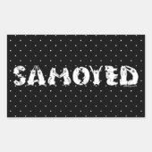 サモエイの犬文字で綴おもしろいる 長方形シール (正面)